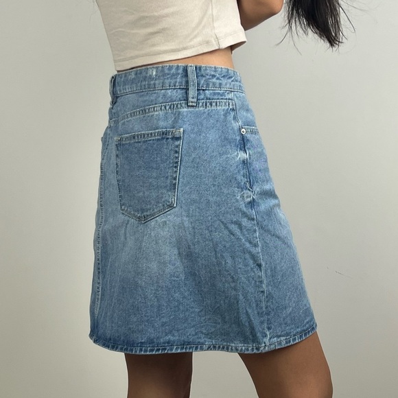 Jeanswest Women’s Mini Denim Skirt A-Line High Waist Distressed Blue Size 16 - Picture 3 of 12